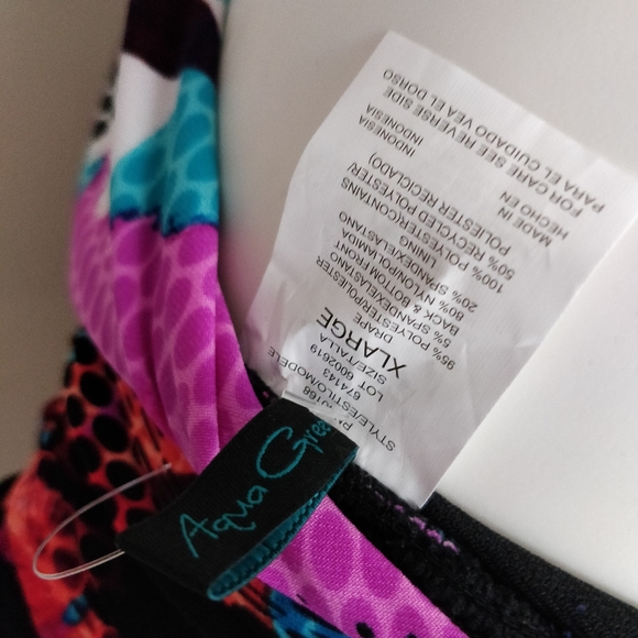 Aqua Green Multicolored Halter One Piece sz XL - Picture 7 of 8